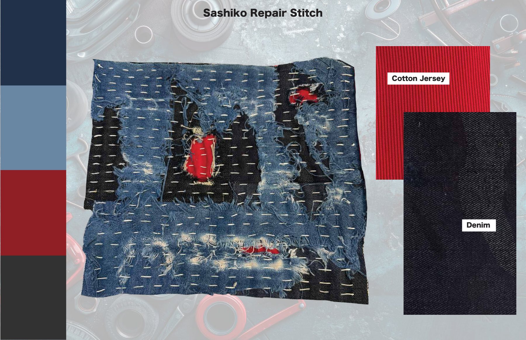 Sashiko repair stitch study