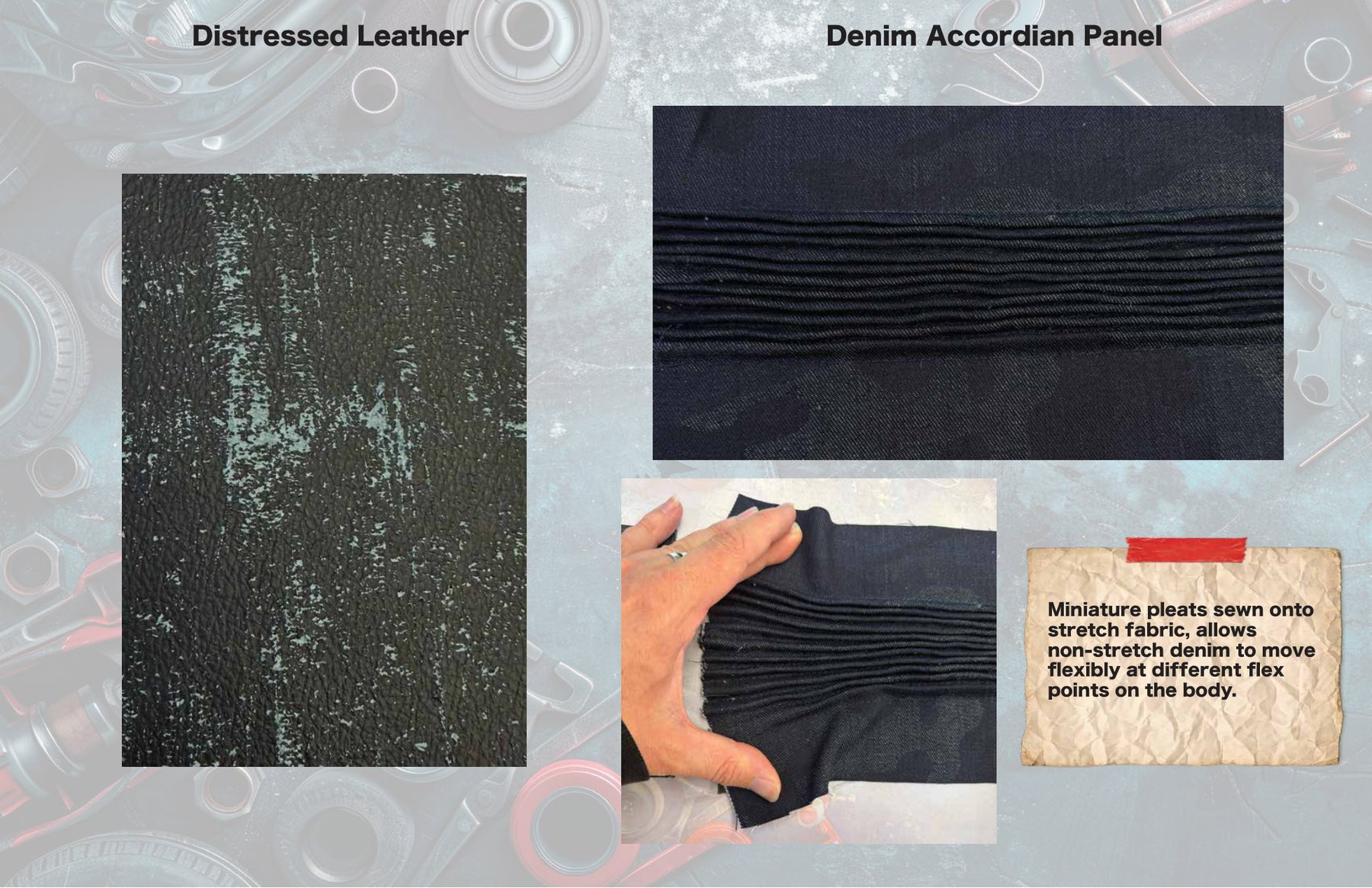 Distressed leather and accordion panel study