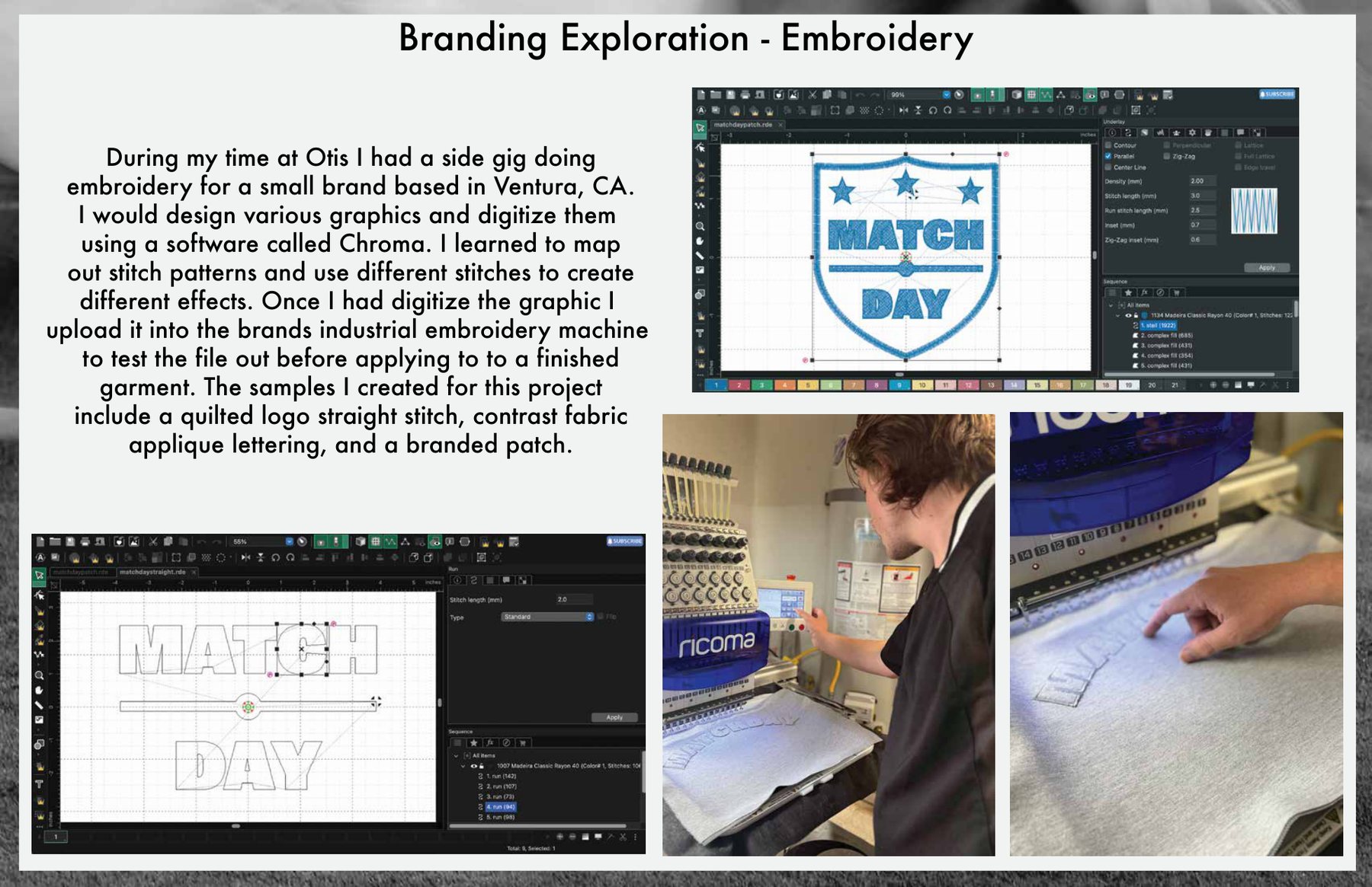 Embroidery exploration board