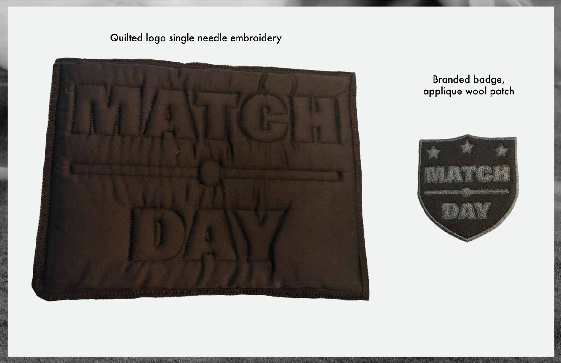 Quilted logo and badge studies